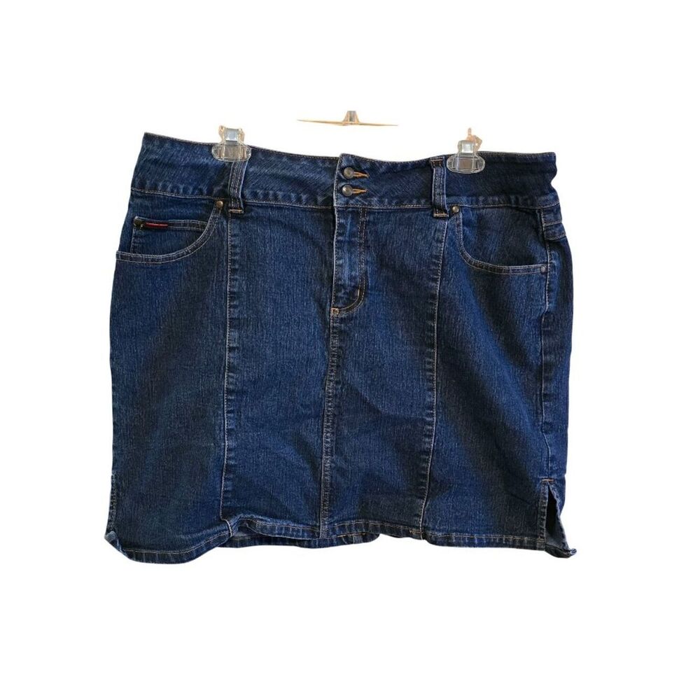 Fubu The Collection Women’s Denim Skirt Double Button Classic boho date night